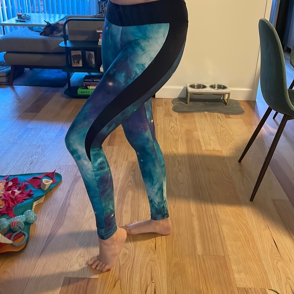 Black milk teal galaxy gym legging size small with pockets - Picture 2 of 5